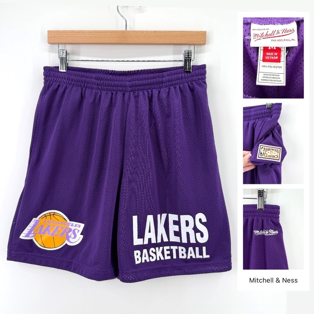 Mitchell & Ness Lakers Hardwood Classics Shorts M Purple Mesh NBA Basketball Men